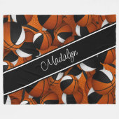 zwart wit team kleuren basketbal meisjes fleece deken (Voorkant (Horizontaal))