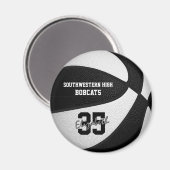 zwart wit team kleuren jongens basketbal magneet (Voorkant / Achterkant)
