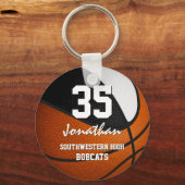 Zwart wit team kleuren jongens basketbal sleutelhanger (Achterkant)