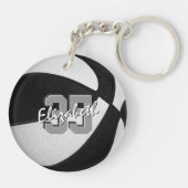 zwart wit team kleuren jongens basketbal sleutelhanger (Achterkant)