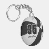 Zwart wit team kleuren jongens basketbal sleutelhanger (Voorkant Links)