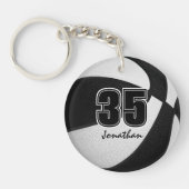 Zwart wit team kleuren jongens basketbal sleutelhanger (Voorkant)