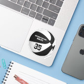 zwart wit team kleuren jongens basketbal sticker (Laptop met iPhone)
