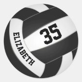 zwart wit team kleuren jongens volleybal ronde sticker (Voorkant)