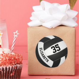 zwart wit team kleuren jongens volleybal ronde sticker