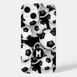 Zwart wit team kleuren kinder voetballen patroon Case-Mate iPhone 14 hoesje