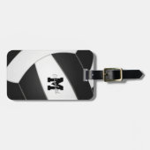 zwart wit team kleuren meisjes volleybal bagagelabel (Voorkant horizontaal)