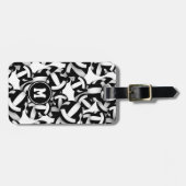 Zwart wit team kleuren volleybal cadeaus bagagelabel (Voorkant horizontaal)