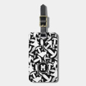 Zwart wit team kleuren volleybal cadeaus bagagelabel (Voorkant verticaal)
