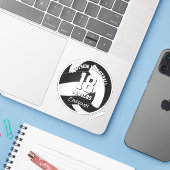 Zwart wit team kleuren volleybal speler naam sticker (Laptop met iPhone)