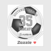 zwart wit team naam meisjes voetbal sticker (Vel)