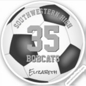 zwart wit team naam meisjes voetbal sticker (Voorkant)