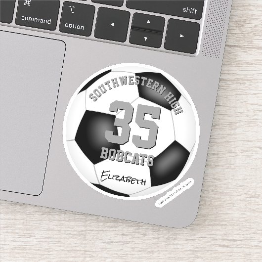 zwart wit team naam meisjes voetbal sticker (Detail)