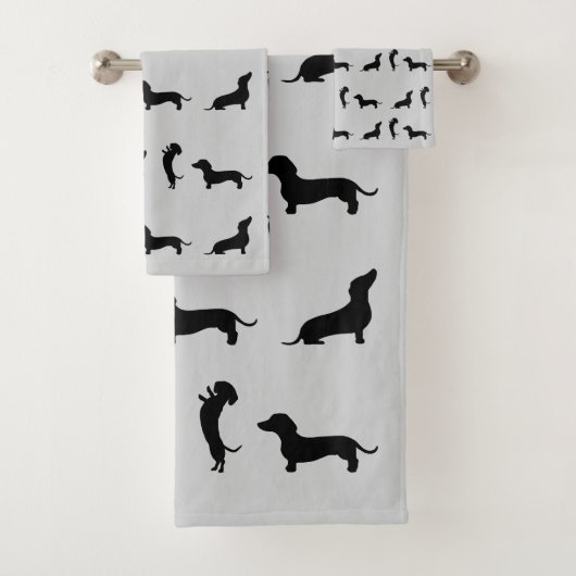 Zwart-wit teckel bad handdoek (Insitu)