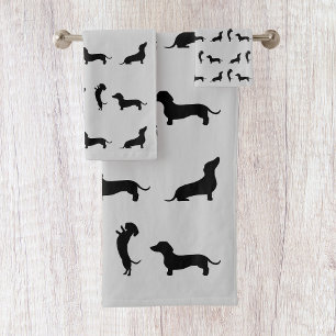 Zwart-wit teckel bad handdoek