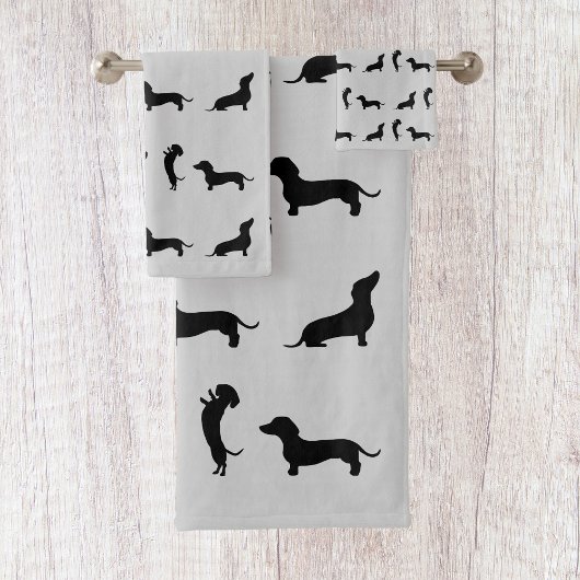 Zwart-wit teckel bad handdoek