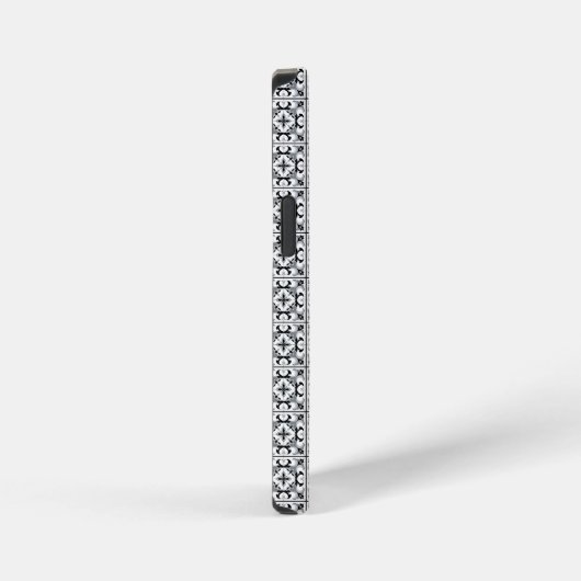 Zwart-wit Tegel in Spaanse stijl iPhone Hoesje (Rechterkant)