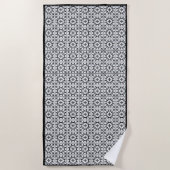 Zwart-wit Tegel in Spaanse stijl Strandlaken (Voorkant)