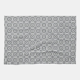 Zwart-wit Tegel in Spaanse stijl Theedoek