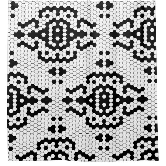 Zwart-wit Tegel ontwerp Douchegordijn (Voorkant)