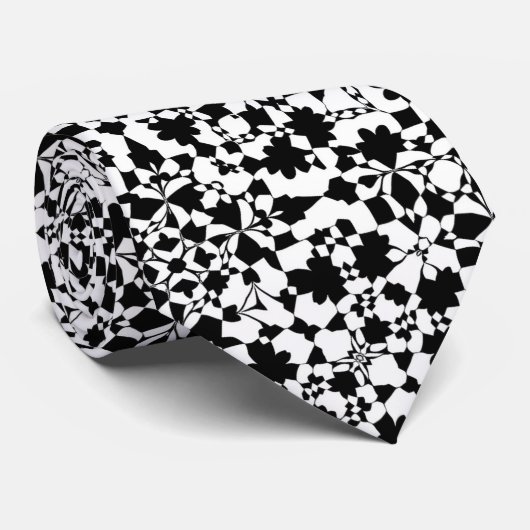 Zwart-wit Tegel Patroon #1 Stropdas (Opgerold)