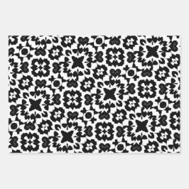 Zwart-wit Tegel Patroon Set 1 Inpakpapier Vel