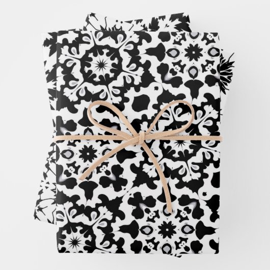 Zwart-wit Tegel Patroon Set 2 Inpakpapier Vel (In situ)