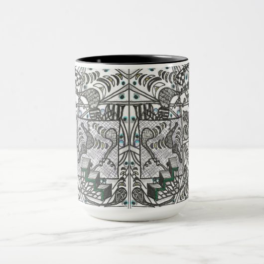 zwart-wit tegelpatroon mok (Midden)