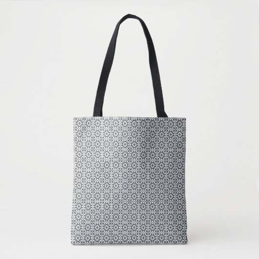 Zwart-wit Tegels in Spaanse stijl Tote Bag (Voorkant)