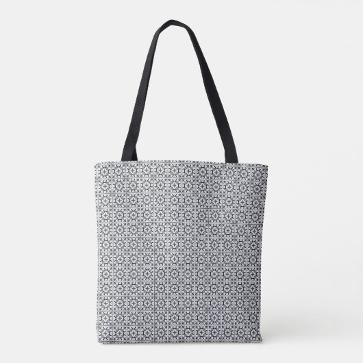 Zwart-wit Tegels in Spaanse stijl Tote Bag (Achterkant)