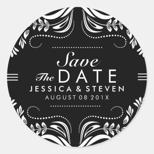 Zwart-wit teken Opslaan Datum Sticker 2 (Voorkant)