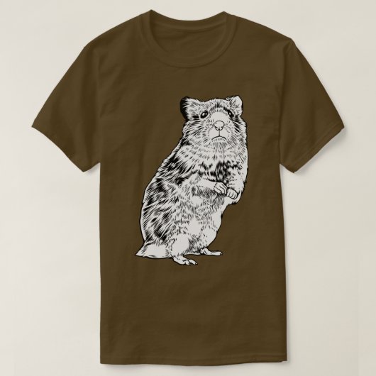Zwart-wit tekening hamster t-shirt (Design voorkant)