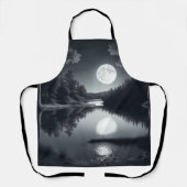 zwart-wit tekening, het meer en de sterren schort (Voorkant)