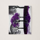 Zwart-wit tekening met Crazy Paarse Tree Legpuzzel (Verticaal)