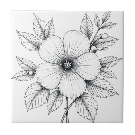 Zwart-wit tekening tegeltje