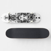 Zwart-wit tekening van een vrouw persoonlijk skateboard (Horizontaal)