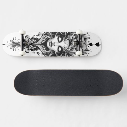 Zwart-wit tekening van een vrouw persoonlijk skateboard (Horizontaal)