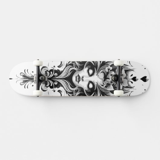 Zwart-wit tekening van een vrouw persoonlijk skateboard (Horizontaal)