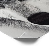 Zwart-wit tekening van een wolf poster (Hoek)