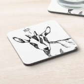 Zwart-wit Tekening van Kleine Geit gezegde "Hej!" Bier Onderzetter (Linkerzijde)