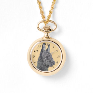 Zwart-wit tekening van schattige ezel horloge