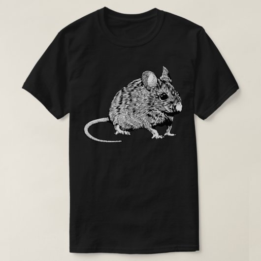 Zwart-wit tekenmuis t-shirt (Design voorkant)