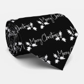 Zwart-wit Tekst Patroon Holly Merry Christmas Stropdas (Opgerold)