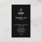 Zwart Wit Tekst Stippen Cupcake Bakkerij Visitekaartje (Achterkant)