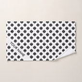 Zwart-wit tennisbalprint met aangepaste naam bad handdoek (Handdoek)