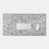 Zwart-wit Terrazzo Textuur Abstract Patroon Bureaumat (Keyboard & Muis)