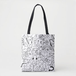 Zwart-wit Terug naar school Blauw kunstboek Tote Bag