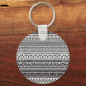 Zwart-wit textuurpatroon sleutelhanger (Voorkant)