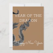 zwart wit thai dragon angel, jaar van de draak kaart (Voorkant)