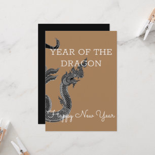 zwart wit thai dragon angel, jaar van de draak kaart